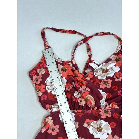 CUPSHE Women's M One-Piece Swimsuit Burgundy Floral NWT - Picture 8 of 16